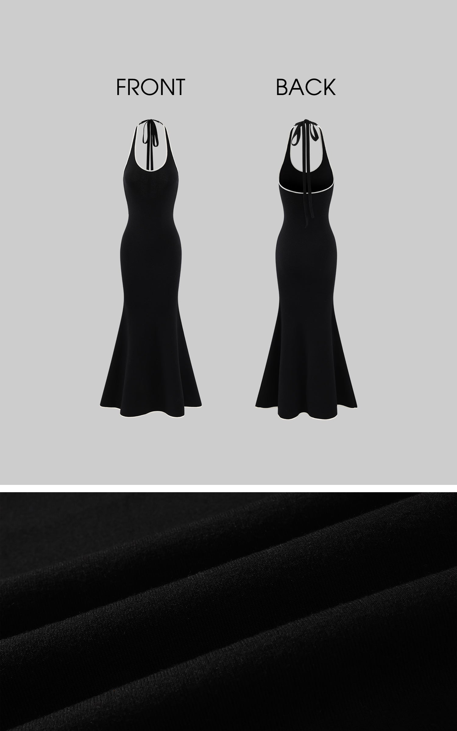 Rase le sol Open-Back Knit Maxi Dress with Contrast Piping