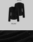 Hydrae Sequin Tweed Sculpted-Waist Deep V-Neck Tailored Fit Blazer