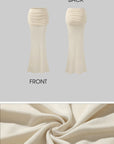 DreamyNerd Draped Hip Hugging Maxi Skirt with Soft Sheen and Flared Hem - PINKPARKS