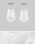WARDEN EDGE Layered Ruffle Asymmetric Cami Top