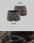 ROVENTE Deep V Black Top with Leopard Bra and Leopard Print Shorts Set