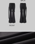 Rase le sol High-Waisted Stretch Flared Pants with Asymmetric Wrap Tie Detail - PINKPARKS