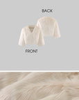 ROVENTE Cropped V-Neck Shaggy Fur Jacket