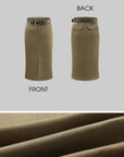 ROVENTE High-Slit Maxi Skirt with Draped Silhouette