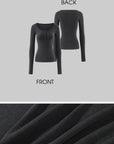 0122stepll Scoop Neck Button-Front Slim-Fit Long Sleeve T-Shirt