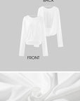 ROVENTE Draped Open Back Long Sleeve Top with Adjustable Strap