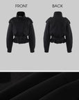 WARDEN EDGE High Collar Belted Peplum Jacket
