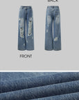 Rase le sol Distressed Wide-Leg Washed Denim Jeans - PINKPARKS