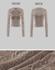 Hydrae Cutout Lace Top & Leather-Look Shorts Set