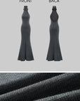 ROVENTE Halter Backless Rib-Knit Maxi Dress