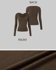 IAMXIAA Slim-Fit V-Neck Knit Top with Thumbhole Sleeves