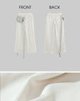 DreamyNerd Ruffled Satin Wide-Leg Pants with Detachable Mini Pouch