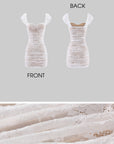 ROVENTE Ruched Lace Mini Dress