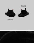 Rase le sol Devil Horn Faux Fur Hat Western Silhouette Statement Fedora