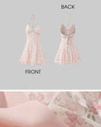 DreamyNerd Vintage Floral Halter Mini Dress with Chiffon Inserts and Flared Skirt - PINKPARKS