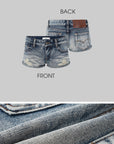 IAMXIAA Low Rise Distressed Denim Micro Shorts