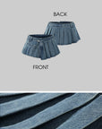 WARDEN EDGE Pleated Ultra Mini Denim Skirt - PINKPARKS