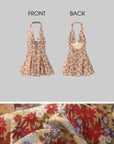 DreamyNerd Floral Halter Backless Mini Dress - PINKPARKS
