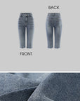 Rase le sol Vintage Washed Mid-Length Denim Pants