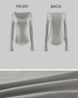 WARDEN EDGE Raw Seam Wool Layered Scoop Neck Long Sleeve Top