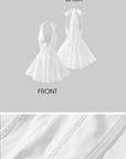 ROVENTE Deep V Halter Mini Dress with Flared Skirt - PINKPARKS