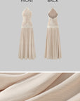 ROVENTE Embroidered Lace Halter Dress With Gathered Hem - PINKPARKS