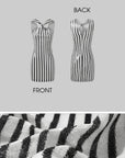 ROVENTE Striped Sequin Mini Dress with Metal Brooch Detail - PINKPARKS
