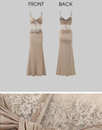 ROVENTE Sculpted Lace-Panel Maxi Dress - PINKPARKS