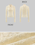 ROVENTE Lace Sheer Shirt with Collar and Long Sleeves