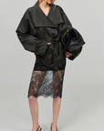 0122stepll Sheer Floral Lace Panel Low Rise Midi Skirt