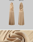 ROVENTE Draped Backless Rose Maxi Dress - PINKPARKS