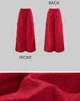 ROVENTE Pantalon cargo rouge à jambe large et cordon de serrage
