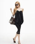 IAMXIAA Draped Strapless Bubble Hem Tube Top