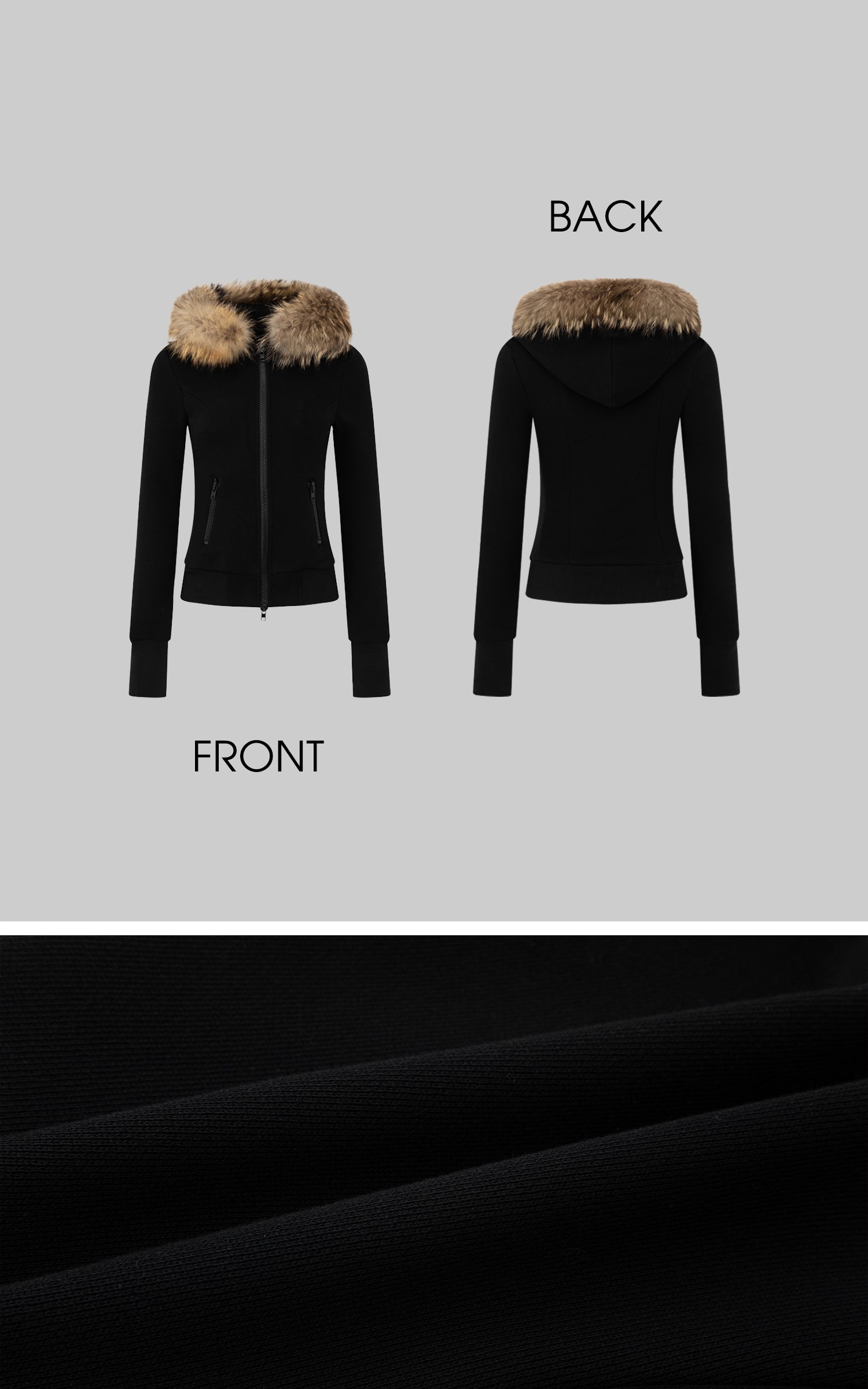 IAMXIAA Fitted Zip-Up Jacket with Detachable Faux Fur Hood