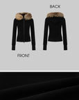 IAMXIAA Fitted Zip-Up Jacket with Detachable Faux Fur Hood