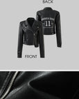 WARDEN EDGE Cropped Leather Jacket with Zipper Detail