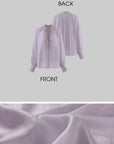 Hydrae Sheer Embroidered Tie-Front Blouse with Voluminous Sleeves