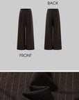 ROVENTE Pinstripe Wide-Leg Trousers with Pleated Front and Tailored Waist