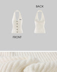 0122stepll Cable Knit Halter Button Vest