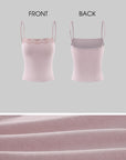 Hydrae Lace-Trim Ribbed Slim-Fit Cami Top with Adjustable Spaghetti Straps