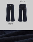 Hydrae Dark Indigo Embroidered Cropped Flare Denim Pants