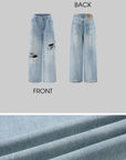 WARDEN EDGE Distressed Wide Leg Denim Pants