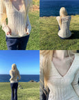 Rase le sol Sculpted V-Neck Cable Knit Top
