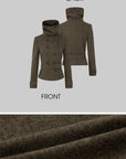 IAMXIAA Wool-Like High Neck Belted Double-Breasted Jacket