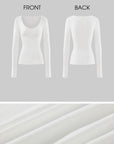 ROVENTE Sheer Scoop Neck Long Sleeve Top