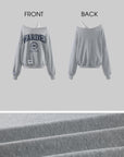 WARDEN EDGE Sweat-shirt surdimensionné graphique universitaire à épaules dénudées déstructuré