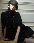 Hydrae Military Inspired Wool Cape Coat With Double Breasted Button Detailing