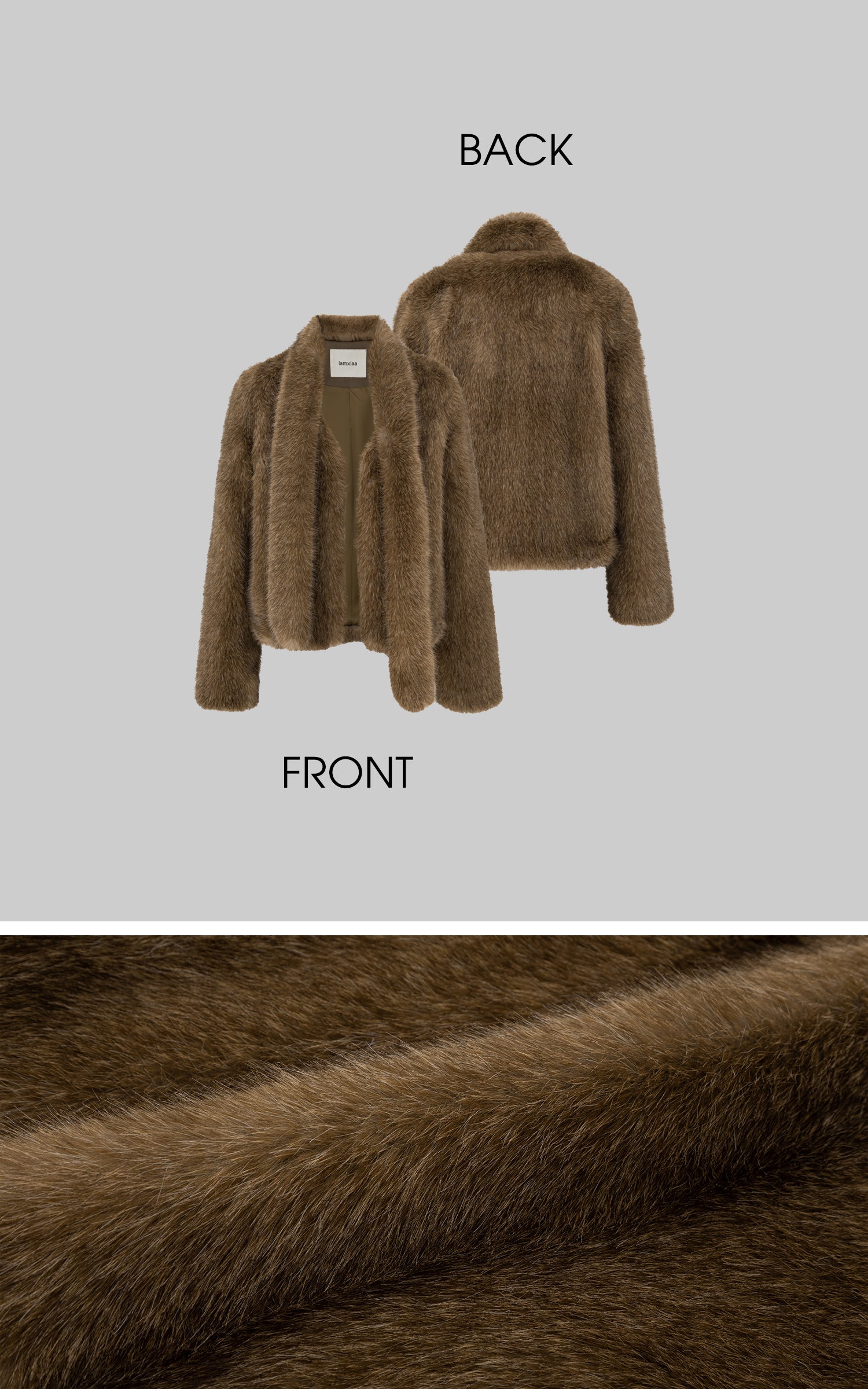 IAMXIAA Faux Fur Short Jacket with Attached Scarf Women Winter Plush Coat