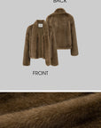 IAMXIAA Faux Fur Short Jacket with Attached Scarf Women Winter Plush Coat