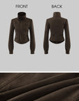 WARDEN EDGE Distressed Suede High-Neck Cropped Jacket